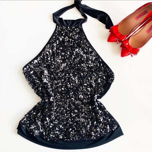 Topia Tops - TOPIA Sequined Halter Top Shirt 🖤